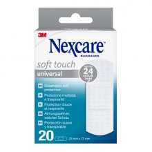 Nexcare Universal Soft Touch Pack de 20 Apositos para Heridas - 25x72mm - Transpirable - Tacto Agradable - Color Blanco