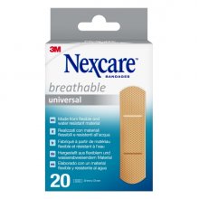 Nexcare Universal Breathable Pack de 20 Apositos para Heridas - 19x72mm - Transpirable - Resistente al Agua - Color Piel