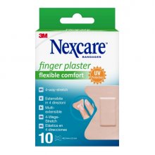 Nexcare Flexible Comfort Finger Pack de 10 Apositos para Heridas - 44.5x51mm - Transpirable - Elastico - Color Piel