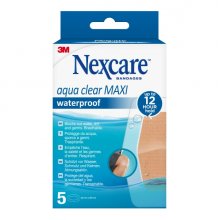Nexcare Aqua Clear Maxi Waterproof Pack de 5 Apositos para Heridas - 60x88mm - Impermeables - Resistente al Agua - Color Transparente