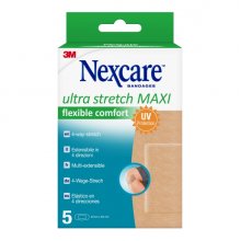 Nexcare Ultra Stretch Maxi Pack de 5 Apositos para Heridas - 50x101mm - Elastico - Transpirable - Color Piel