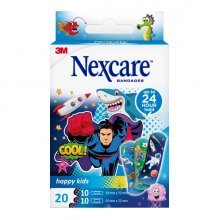 Nexcare Happy Kids Cool Pack de 20 Apositos Surtidos - Transpirables - para Pieles Delicadas - Color Estampado Infantil