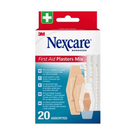 Nexcare Pack de 20 Apositos Surtidos - Transpirable - Colores Surtidos