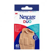 Nexcare Duo Pack de 40 Apositos Surtidos - Retirada Sin Dolor - Transpirables - Resistente al Agua - Color Piel