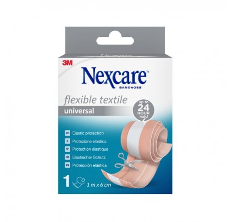 Nexcare Universal Flexible Textile Aposito para Cortar - 1m x 6Â cm - Transpirable - Elastico - Color Piel
