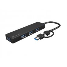 Natec Mayfly Hub USB-C - 4 Puertos USB 3.0 - Adaptador USB-C a USB-A - Color Negro