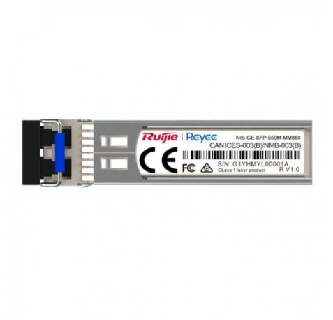 Ruijie NIS-GE-SFP-550M-MM850 Modulo Transceptor SFP - 1000Base-SX - Fibra Optica hasta 550m - Longitud de Onda de 850nm - Color Acero