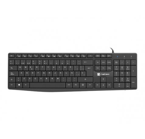 Natec Nautilus Teclado  Multimedia USB - 106 Teclas Membrana - Resistente a Salpicaduras - Color Negro