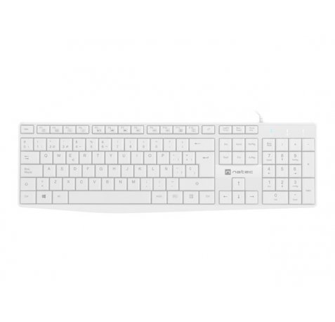 Natec Nautilus Teclado  Multimedia USB - 106 Teclas Membrana - Resistente a Salpicaduras - Color Blanco