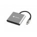 Natec Fowler Mini Adaptador Multipuerto 3en1 - USB-C a USB 3.0, HDMI 4K - USB-C Power Delivery - Color Gris