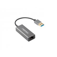 Natec Cricket Adaptador de Red Ethernet USB 3.0 a RJ45 1GB - Transferencia de Datos Rapida y Fiable - Color Gris
