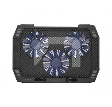 Natec Oriole Base Refrigeradora para Portatil de 17.3" - 3 Ventiladores de 120 mm - Control de Velocidad - Iluminacion Led - Hub de 2 Puertos USB-A - Color Negro