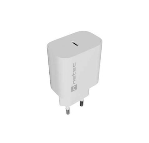 Natec Ribera Cargador de Pared 20W - 1xUSB-C - Carga Rapida - Color Blanco