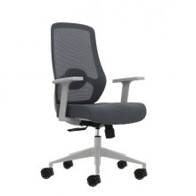 Oqonos Cherg 003 Silla de Oficina Ergonomica con Soporte Lumbar Ajustable en Altura y Profundidad, Respaldo de Malla Transpirable, Reposabrazos Fijos, Asiento Ergonomico Moldeado y Ruedas de Silicona - Gris