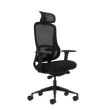 Oqonos Cherg 018 Silla de Oficina Ergonomica con Reposacabezas Cervical Ajustable, Mecanismo Autobalanceado, Reposabrazos 4D, Asiento Deslizable y Ruedas de Silicona - Negro