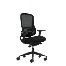 Oqonos Cherg 021 Silla de Oficina Ergonomica con Mecanismo Autobalanceado, Reposabrazos 4D, Asiento Deslizable y Ruedas de Silicona - Negro
