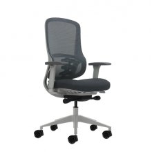 Oqonos Cherg 023 Silla de Oficina Ergonomica con Mecanismo Autobalanceado, Reposabrazos 4D, Asiento Deslizable y Ruedas de Silicona - Gris