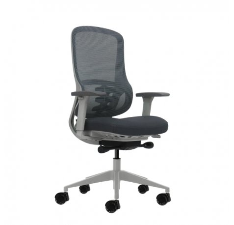 Oqonos Cherg 023 Silla de Oficina Ergonomica con Mecanismo Autobalanceado, Reposabrazos 4D, Asiento Deslizable y Ruedas de Silicona - Gris