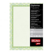 Apli Pack de 25 Hojas de Papel Certificado - Diseño de Concha - 115gr - Ideal para Certificados y Diplomas - Compatible con Impresoras Inkjet y Laser - Colores Surtidos
