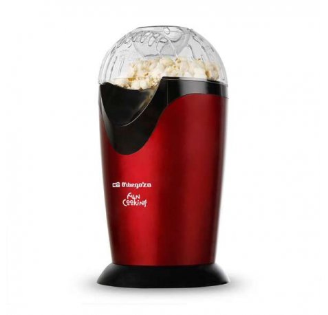 Orbegozo PA 4300 Palomitero Portatil - Potencia 1000W - Rojo Metalizado - sin Aceite - Facil Limpieza - Recetas de Sabores