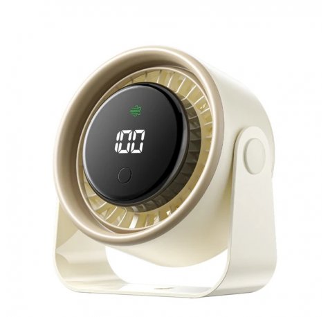 Vention PBJ Ventilador de Sobremesa - Velocidad Maxima 2500RPM - Bateria de 3000mAh - Modo Noche - Pantalla - Conexion USB-C - Color Beige