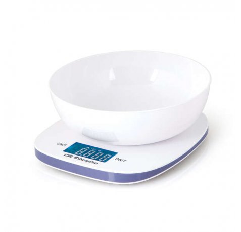 Orbegozo PC 1014 Peso de Cocina Electronico - Precision de 1g - Plataforma de Cristal - Display LCD Azul - Capacidad 5Kg - Incluye BOL de Pesaje - Ideal para Grandes Cantidades
