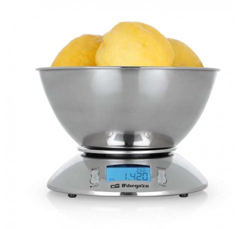 Orbegozo PC 2011 Peso de Cocina Electronico - Precision y Facilidad en la Cocina - Carcasa y BOL de Acero Inoxidable - Pantalla Retro Iluminada