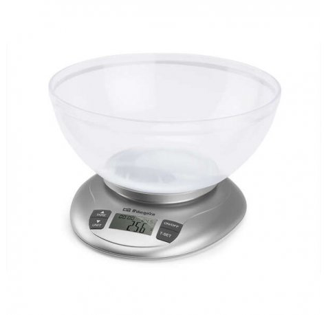 Orbegozo PC 2017 Bascula de Cocina Digital - Precision y Versatilidad en tus Recetas - Capacidad 3.5kg - BOL Transparente - Funcion Tara - Indicador de Sobrecarga