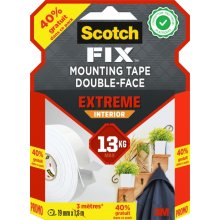 Scotch-Fix Cinta de Montaje para Interior Extremo de Doble Cara - Promocion 40% Gratis - 19Â mm x 3m - Color Blanco