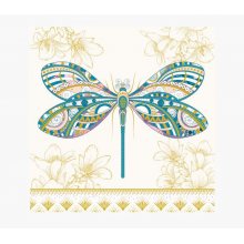 Pictura Tarjeta Arabesque - 16x16cm - Tematica Libelula - Triptica sin Envoltorio - Incluye Sobre Blanco - Papel con Certificacion FSC