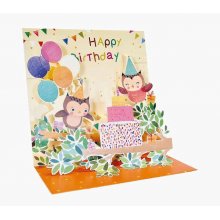 Pictura Tarjeta 3D Pop-Up - 16x16cm - Tematica Buhos - Embolsada Individualmente - Incluye Sobre Blanco - Papel con Certificacion FSC