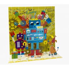 Pictura Tarjeta 3D Pop-Up - 16x16cm - Tematica Robots - Embolsada Individualmente - Incluido Sobre Blanco - Papel con Certificacion FSC