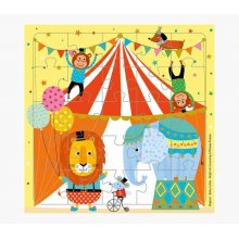 Pictura Tarjeta Puzzle - 15.5x15.5cm - Tematica Circo - 25 Piezas - Tarjeta Plegada Incluida - Embolsada en Celofan - Sobre Blanco Incluido - Papel con Certificacion FSC