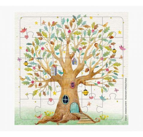 Pictura Tarjeta Puzzle - 15.5x15.5cm - Tematica Arbol Casa - 25 Piezas - Incluye Tarjeta Plegada y Sobre Blanco - Certificacion FSC