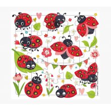 Pictura Tarjeta Puzzle - 15.5x15.5cm - Tematica de Mariquitas - 25 Piezas - Incluye Tarjeta Plegada y Sobre Blanco - Certificacion FSC