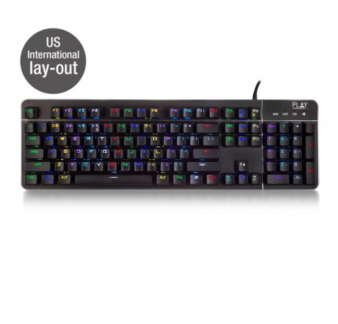 Ewent Teclado Gaming Mecanico - Iluminacion RGB - Disposicion Inglesa QWERTY US - Cubierta de Aluminio - Cable de 1.5m - Anti-Ghosting - Color Negro