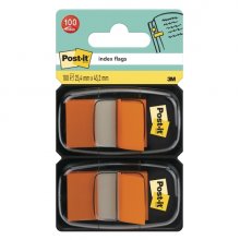 Post-It Index Pack de 2 Dispensadores con 50 Marcadores de Indice Reposicionables - Forma Rectangular - Color Naranja