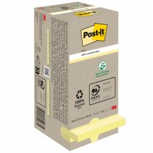 Post-It Pack de 16 Blocs de 100 Notas Adhesivas Recicladas - Forma Cuadrada - 76x76mm - Color Amarillo Claro