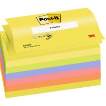 Post-It Pack de 6 Blocs de 100 Z-Notas Adhesivas Reposicionables - Forma Rectangular - 76x127mm - Colores Surtidos