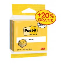 Post-It Cubo de 390 Notas Adhesivas Reposicionables - Forma Cuadrada - 76x76mm - Colores Surtidos