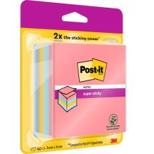 Post-It Super Sticky Cubo de 400 Notas Adhesivas Reposicionables - Colores Arcoiris - 76x76mm - Colores Surtidos