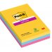 Post-It Super Sticky Pack de 3 Blocs de 90 Notas Adhesivas Reposicionables - Forma Rectangular - 101x152mm - Colores Surtidos