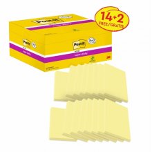 Post-It Super Sticky Pack de 16 Blocs de 90 Notas Adhesivas Reposicionables - Forma Rectangular - 76x127mm - Color Amarillo Claro