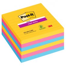 Post-It Super Sticky Pack de 6 Blocs de 90 Notas Adhesivas Reposicionables - Forma Cuadrada - 101x101mm - Colores Surtidos