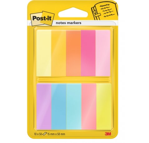 Post-It Pack de 10 Blocs de 50 Marcadores Reposicionables - Forma Rectangular - Colores Surtidos