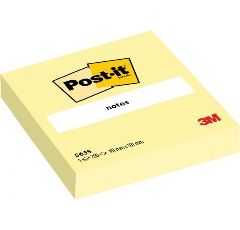 Post-It Bloc de 200 Notas Adhesivas Reposicionables - Forma Cuadrada - 101x101mm - Color Amarillo Claro