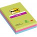 Post-It Super Sticky Pack de 3 Blocs de 90 Notas Grandes Adhesivas Reposicionables - con Lineas - 100% PEFC - Colores Surtidos