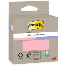 Post-It Pack de 2 Blocs de 100 Notas Adhesivas Recicladas - Forma Cuadrada - Colores Surtidos