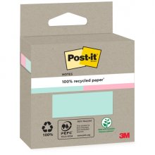 Post-It Pack de 2 Blocs de 100 Notas Adhesivas Recicladas - Forma Cuadrada - Colores Surtidos
