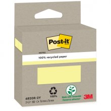 Post-It Pack de 2 Blocs de 100 Notas Adhesivas Recicladas - Forma Cuadrada - Color Amarillo Claro